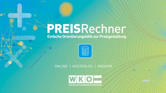 Sujet des Preisrechners: Preis in Großbuchstaben und fett. Rechner in dünner Schrift und mit Kleinbuchstaben. Darunter der Satz 