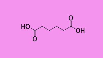 Chemische Struktur von Adipinsäure auf rosa Hintergrund