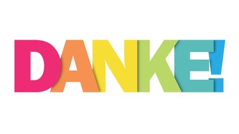 Das Wort Danke in verschieden farbigen Buchstaben