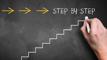 Eine Hand mit einem KReidestück schreibt auf eine Tafel 