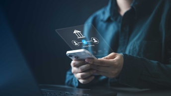 Fintech-Konzept mit einer Mobile-Banking-Oberfläche auf einem Smartphone