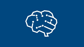 dunkelblauer Hintergrund mit Icon eines angedeuteten Gehirns