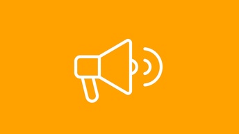 gelber Hintergrund mit Icon eines Megafons