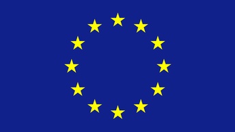 Illustration der EU-Flagge: Gelbe Sterne in Kreisform angeordnet auf dunkelblauem Hintergrund