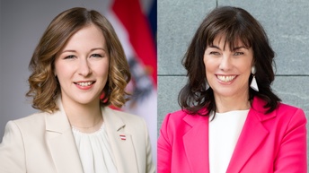 Porträtfoto von Claudia Plakolm und Martha Schultz