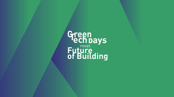 Logo-Bild mit Text: Green Tech Days meet Future of Building