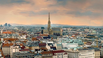 Wien - Ausblick von oben über die Stadt, Stephansdom, 1. Bezirk