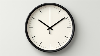 Schwarz-weiße Uhr vor einem weißen Hintergrund