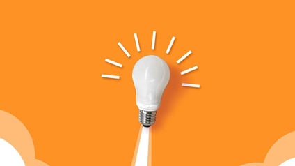 Gründungen Titelfoto - gelber Hintergrund mit weißer Glühbirne die wie Rakete wegstartet