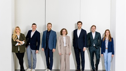 Das Vorstandsteam der Jungen Wirtschaft Vorarlberg (v.l.n.r.): Linda Meixner, Fabio Buzzi, Philipp Peer, Marie-Christine Häfele, Alexander Deuring, Jakob Hofer, Vera Klien.
