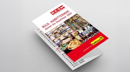 Der Marktkalender vor grauem Hintergrund