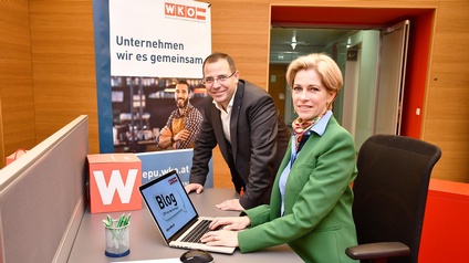 Wirtschaftskammerpräsident Andreas Wirth mit EPU-Landessprecherin Daniela Jagschitz (v. l.).