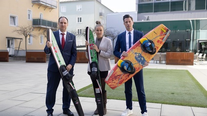 Draxler, Basic und Markowitz mit Wasserski und Wakeboard