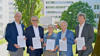 Thomas Kainz, Landesobmann Freiheitliche Wirtschaft, WKO Steiermark Präsident Josef Herk, Landesobmann Wirtschaftsbund, Andrea Kern, Landessprecherin Grüne Wirtschaft, Robert Rothschädl, gf. Landespräsident Sozialdemokratischer Wirtschaftsverband und Markus Ritter, Vizepräsident Industriellenvereinigung