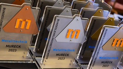 Siegertrophäen des Bundeslehrlingswettbewerb der Metalltechnik 2023