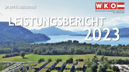 Cover Leistungsbericht 2023 mit Lakesidepark Klagenfurt und Wörthersee im Hintergrund