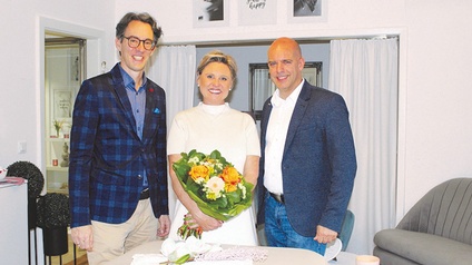 Energetikerin Marion Thaller begrüßte WK-Bezirksstellenleiter Andreas Marquardt und Obmann Peter Bosezky in ihren Räumlichkeiten.