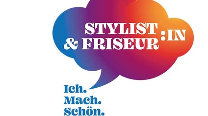 Logo der Friseur:in/Stylist:in, farbige Wolke mit Schriftzug  Ich.Mach.Schön.