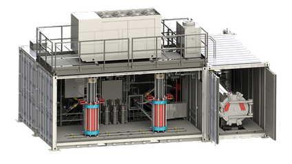 Druckspulprüfstand für Wasserstofftanks.