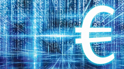 Digitalanmutender Hintergrund mit Eurozeichen davor