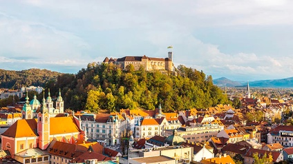 Panorama von Ljubljana mit Blick auf die Burg