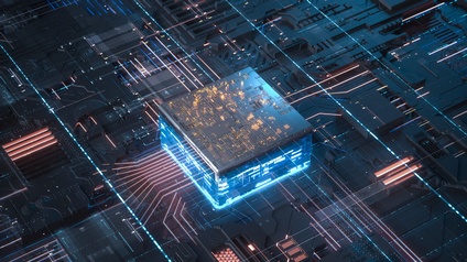 Detailansicht eine leuchtenden Motherboards