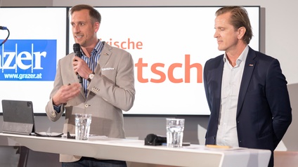 Bernhard Bauer und Viktor Larissegger bei der Präsentation