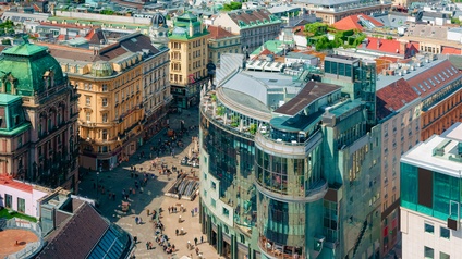 Blick vom Wiener Stephansdom auf den Graben/die Innenstadt