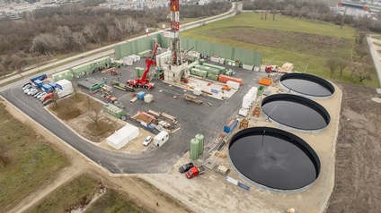 Ansicht der Tiefengeothermie-Anlagen in Wien Aspern