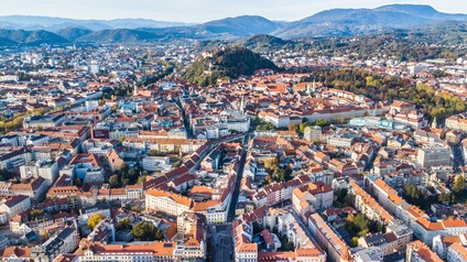 Blick von oben auf Graz