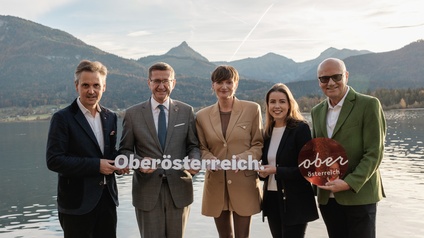 v.l.: Andreas Winkelhofer (OÖ Tourismus), Landesrat Markus Achleitner, Astrid Steharnig-Staudinger (Österreich Werbung), WKOÖ-Vizepräsidentin Lisa Sigl, Robert Seeber (Vorsitzender Strategieboard)