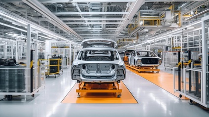 Halbfertiges Auto während der Produktion