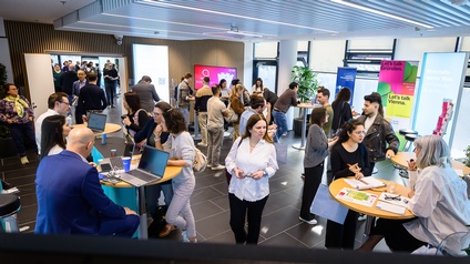 Die Gründerinnen und Gründer nutzten auch die Infostände im Haus der Wiener Wirtschaft. 