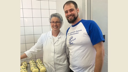 Ingeborg Klang und JW-Vorsitzender Lukas Karl