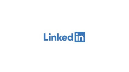 LinkedIn-Logo: Blauer Schriftzug Linked, nebenstehend blaues Quadrat mit abgerundeten Ecken, darin weißer Schriftzug In auf weißem Hintergrund