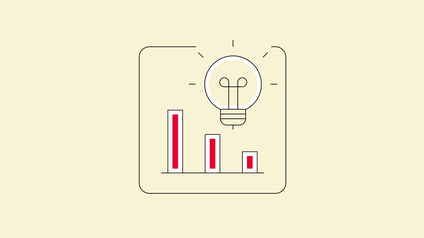 Icon für Energiespartipps und -tricks im Handel mit einer Glühbirne und Balken als Temperatursymbole