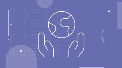Default Veranstaltungsbild Nachhaltigkeit  mit grafischen Elementen einer Hand und einer Weltkugel