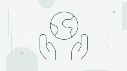 Default Veranstaltungsbild Nachhaltigkeit  mit grafischen Elementen einer Hand und einer Weltkugel