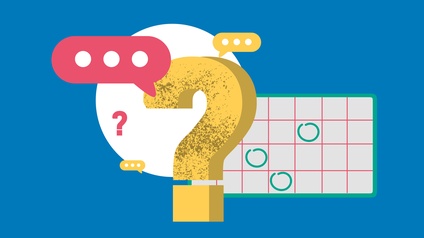 Illustration eine Fragezeichens mit Sprechblase