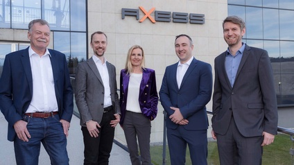 Das Führungsteam von Axess: CEO Christian Windhager, Vorstand Oliver Suter, Marketingchefin Claudia Wuppinger sowie die Vorstände Daniel Wakounig und Lars Wolf.	