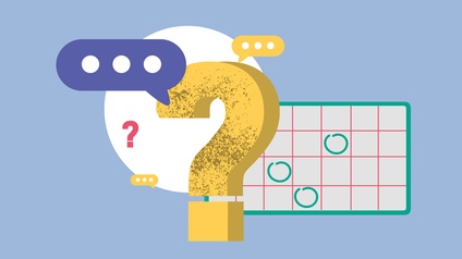 Illustration eine Fragezeichens mit Sprechblase