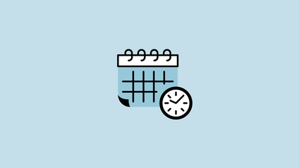 blauer Hintergrund mit Icons eines Kalenders