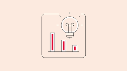 Icon für Energiespartipps und -tricks im Handel mit einer Glühbirne und Balken als Temperatursymbole