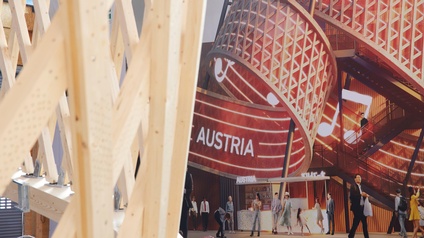 Nahaufnahme von den Holzteilen des Pavillions