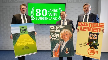80 Jahre – Bildung am WIFI im Wandel der Zeit: WIFI-Institutsleiter Thomas Jestl, Wirtschaftskammerpräsident Mst. Andreas Wirth und WK-Direktor Harald Schermann (v. l.) 