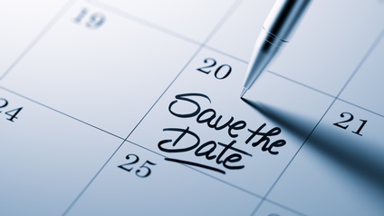 Kalendereintrag mit handschriftlicher Notiz Save the Date