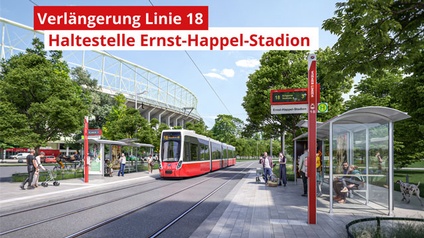 Straßenbahnlinie 18 HaltestelleErnst-Happel-Stadion