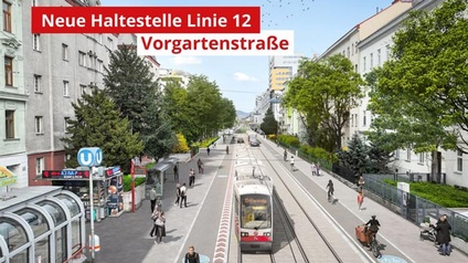 Visualisierung Haltestelle Straßenbahnlinie 12 Vorgartenstraße