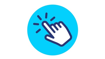 Vektor-Illustration einer klickenden Hand auf gelbem Hintergrund