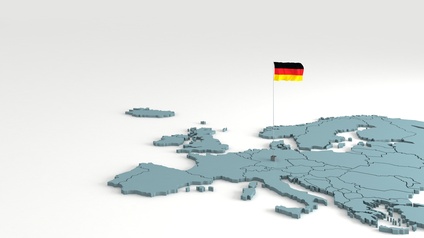 3D Landkarte Europa mit Flagge im Land Deutschland